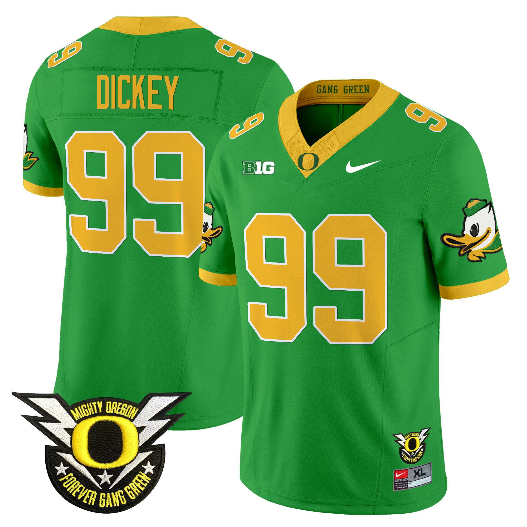 Men Oregon Ducks #99 Dickey Green 2024 Nike Forever Gang Green & BIG Patch Vapor Limited NCAA Jersey->ncaa teams->NCAA Jersey